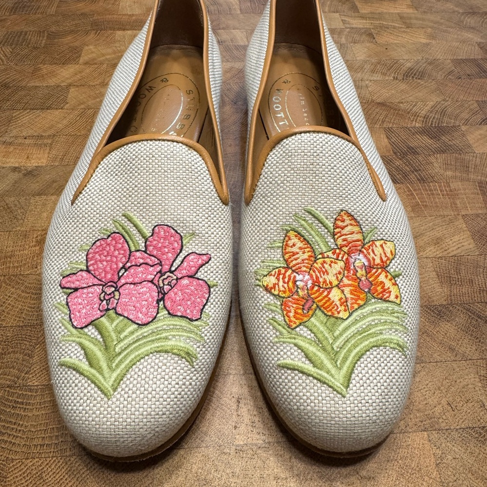 Stubbs & Wootton Pink and Orange Floral Loafers